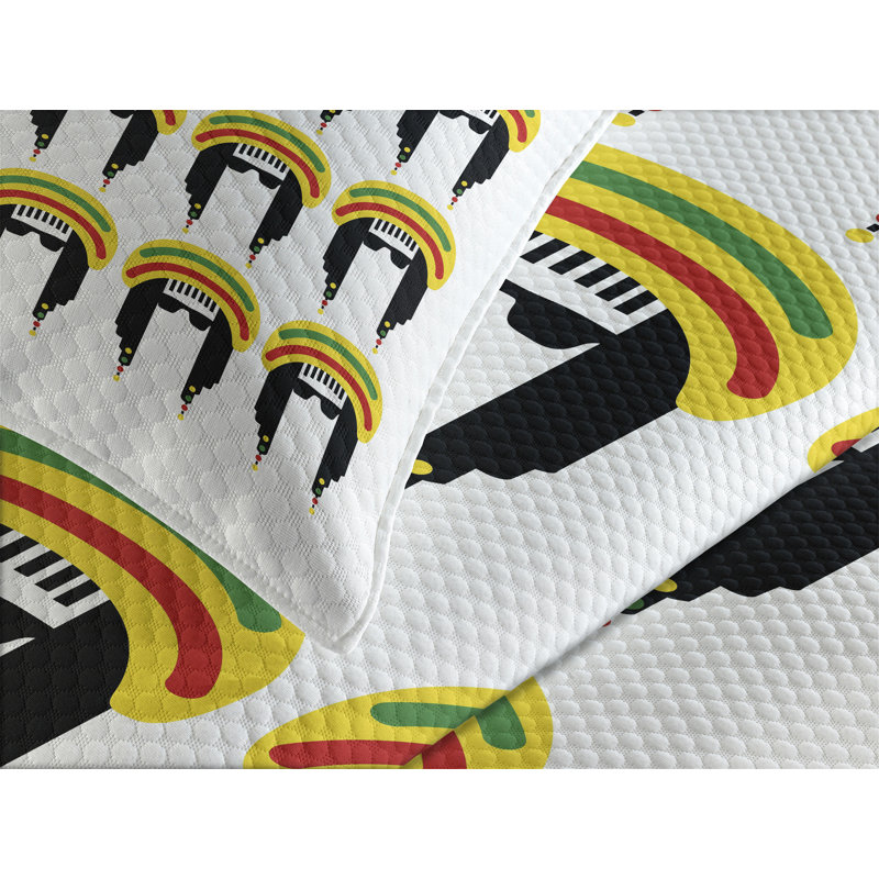 Ambensonne Jamaican Bedspread Multicolor, King Coverlet/Bedspread + 2 Pillow Shams