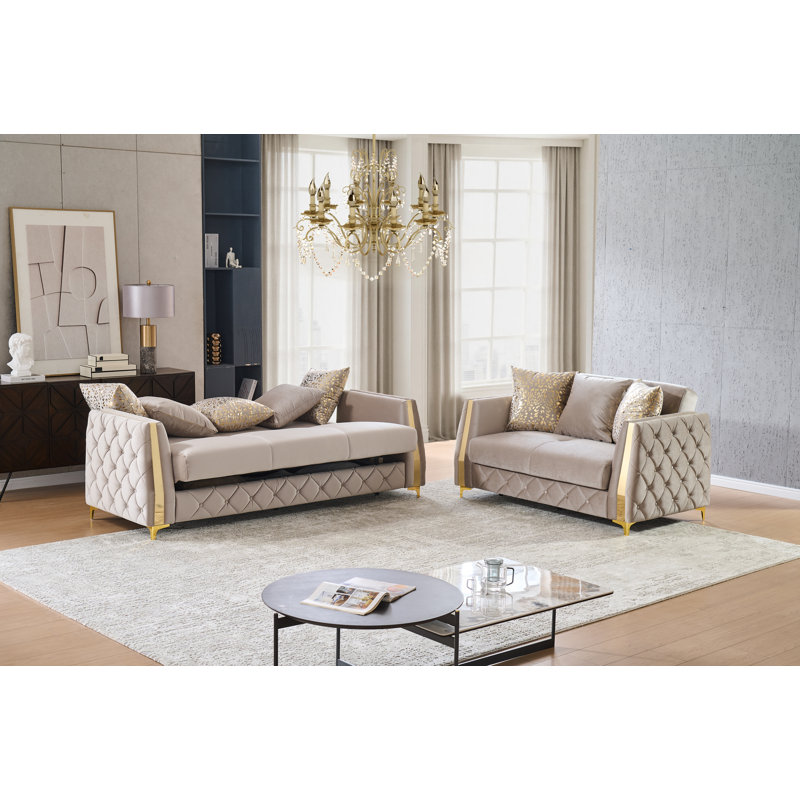 Ensemble de salon Keivin, Taupe, 2 pièces: causeuse, canapé