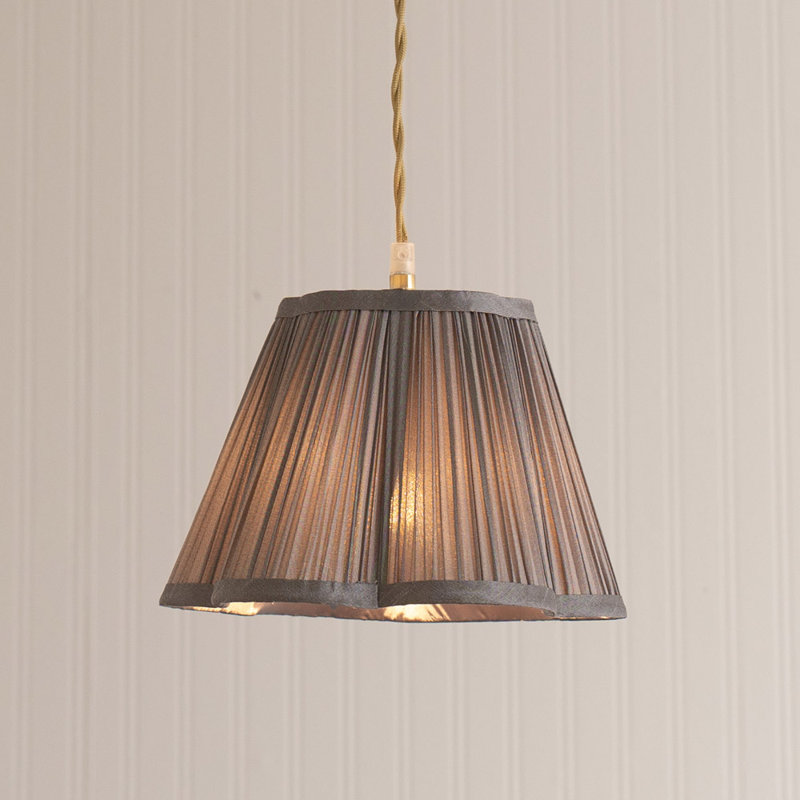 Silk Bell Pendant Shade ( Slip-On ), 18cm H x 25.5cm W x 25.5cm D, Dark Grey