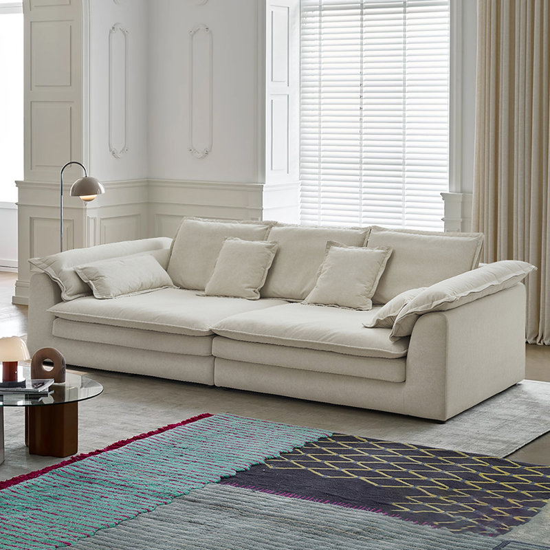 Canapé modulaire en polyester blanc crème, 4, H 35,43 po x l 118,11 po x P 47,24 po, Blanc crémeux
