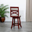 Tabouret pivotant à dossier en X de 24 po de hauteur comptoir, finition cerisier, siège en tissu beige-100125404-100125393