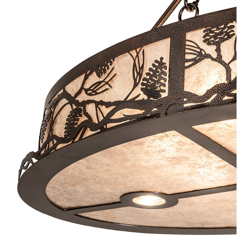 36" Long Winter Pine Oblong Inverted Pendant