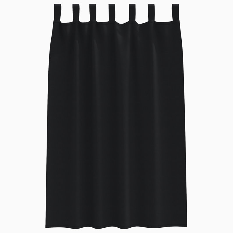 Curtains With Curtains 2 Pcs Polyester, Black, 140cm Width x 175cm Drop
