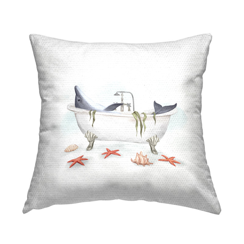 Coussin d'extérieur Dolphin Lounging Nautical Seaweed Coastal