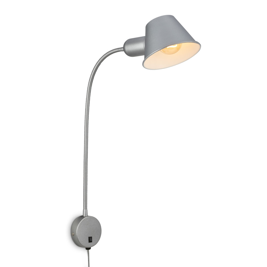 Bettleuchte Flexibel, Bettlampe Verstellbar, Kippschalter, 1x E27 Fassung Max. 10 Watt, Inkl. Kabel, Chrom-matt, 55 Cm