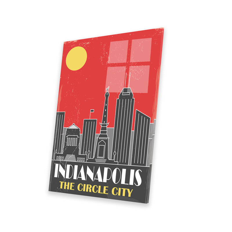Indianapolis - peinture sans cadre, Noir / gris / blanc / rouge