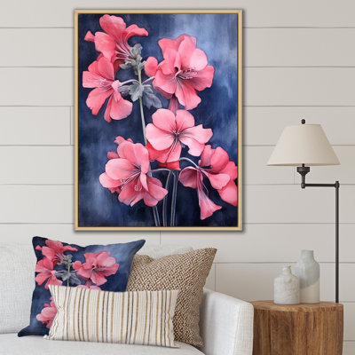 «Blue and Pink Geranium Minimal Expression», reproduction sur toile