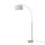 Lampe de chevet arquée Float Eichler 75 po H, abat-jour en lin blanc Eichler, nickel satiné, intensité variable, ampoule incluse-194622138