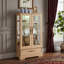 Vitrine lumineuse vitrée à 2 portes avec tablettes réglables, tiroir intégré et ampoule incluse-1309848527