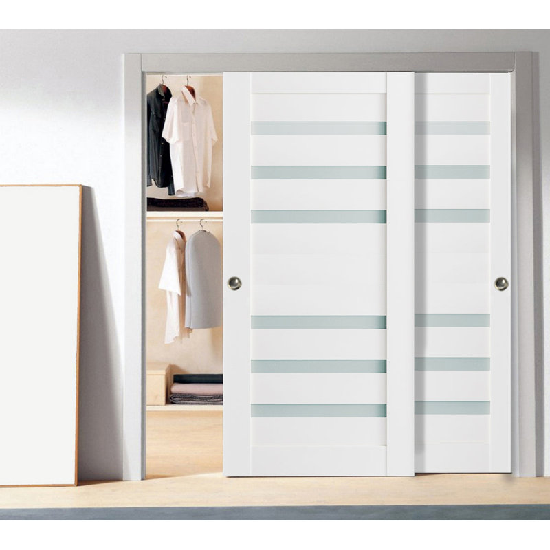 Portes blanches en verre givré Quadro, 79,5 po x 17 po