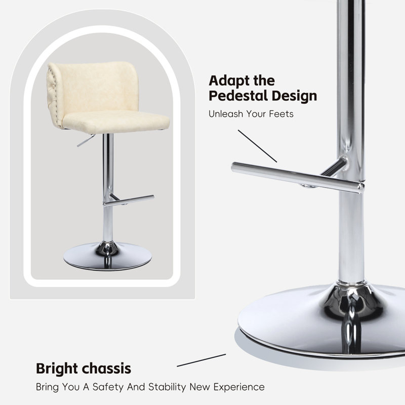 Ensemble de 4 tabourets de bar Modern, Argent, Crème