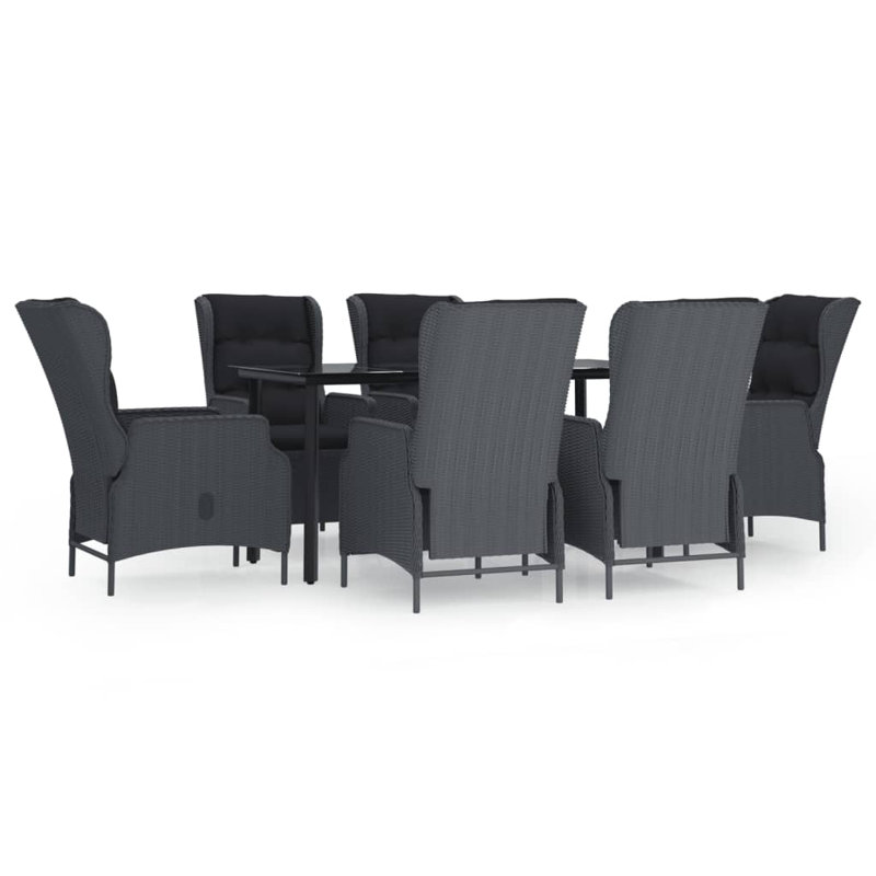 Finchamp Rectangular 6 - Person 63" Long Dining Set with Cushions, Dark Gray