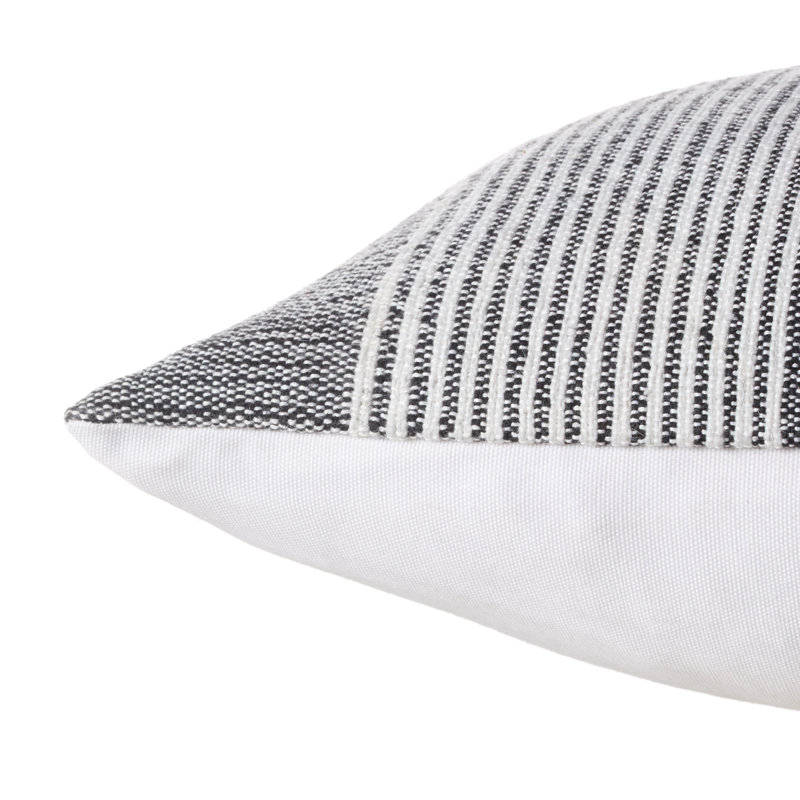 Coussin décoratif intérieur / extérieur en fil PET Aelin, Noir/crème, Polyester/ bourre en polyester