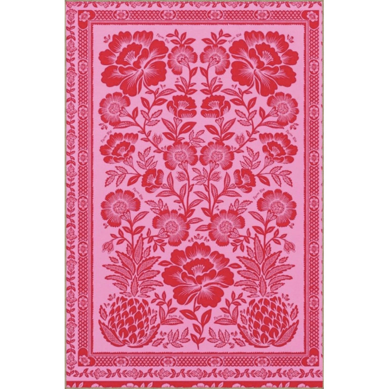Pink Themed Floral Motifs Rose Patterned Vintage Decorative Carpet, Rectangle 5' x 9'11"