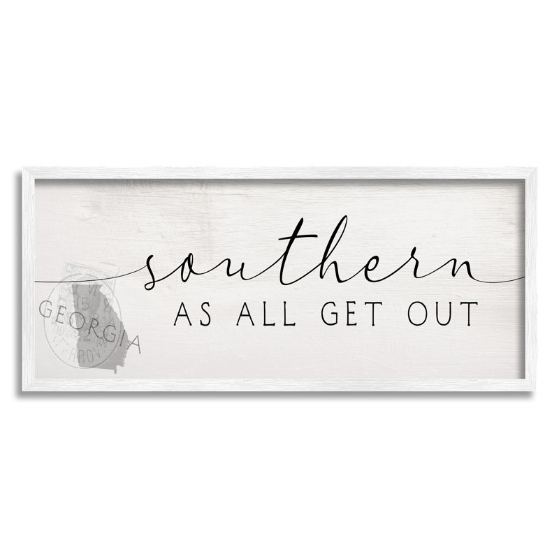 «Georgia State Southern As All Sentiment US» par Daphne Polselli, H 10 po x l 24 po, Giclée encadrée blanc bord de mer