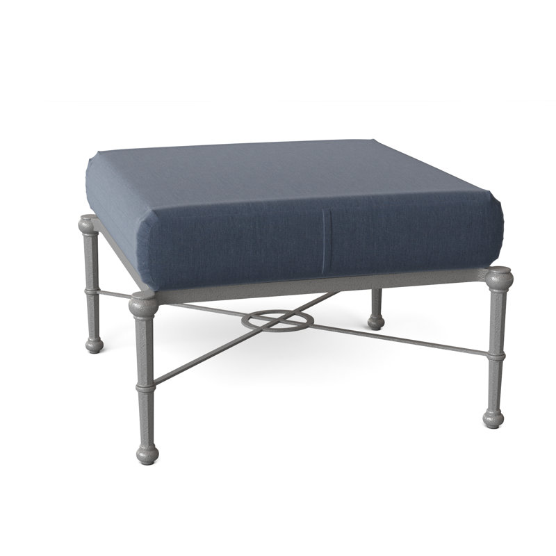 Repose-pieds d'extérieur avec coussin Delphi, Toile toile Sunbrella® Bird's Eye, Étain