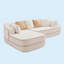 Canapé de 106 po en tissu pelucheux sans assemblage à densité élevée de 106 po, conception contrastée, canapé moelleux et confortable avec méridienne en L-118027360