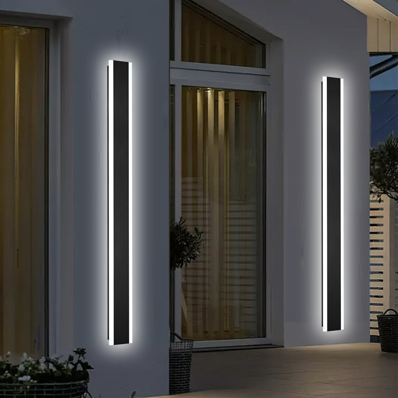 Longues lumières murales d'extérieur, ensemble de 2 lumières murales modernes à DEL à intensité variable, éclairage extérieur linéaire à fixation murale Ip65