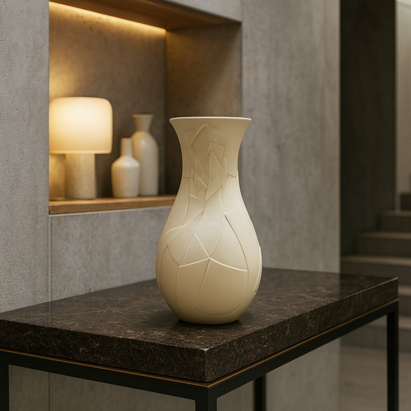Daileen Handmade Ceramic / Porcelain Table Vase, Beige