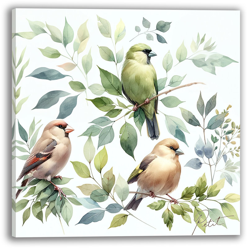 «Avian Ensemble» sur toile, H 12 po x l 12 po x P 1 po