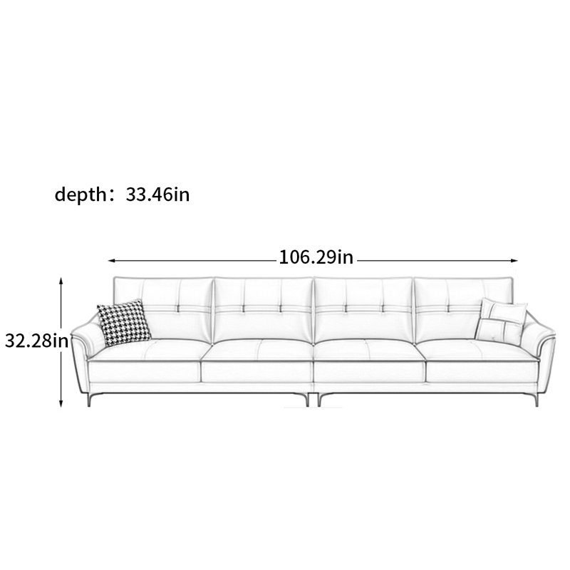 Canapé nordique minimaliste, H 32,28 po x l 106,29 po x P 33,46 po