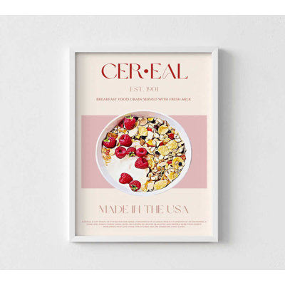 Art rétro de céréales - reproduction de petit déjeuner rétro | Œuvre d'art alimentaire personnalisable encadrée