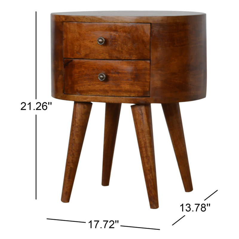 Chestnut Rounded Bedside Table