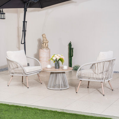 2 - Person  Patio Dining Set With Round Table , Cushions Included