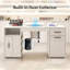 Nail Desk,Professional Manicure Table with Wrist Rest&Drawers&Cabinet,Nail Station Beauty Tech Desk with Electric Dust Collector&Dust Bags,Glass Tabletop Nail Table with Pull-out Locker&Wheel (White)