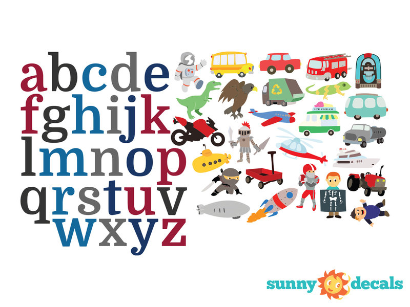 Décalcomanie murale en tissu alphabet