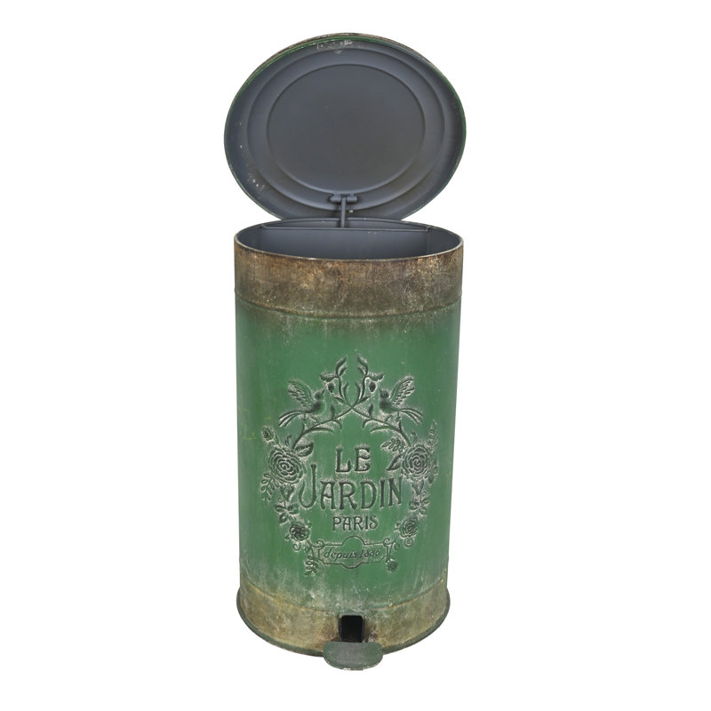 Metal Step On Kitchen Trash Can - 17L, Green