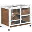 Cage à lapins d'intérieur Pawhut avec roulettes, bureau et table d'appoint, cage à lapin
