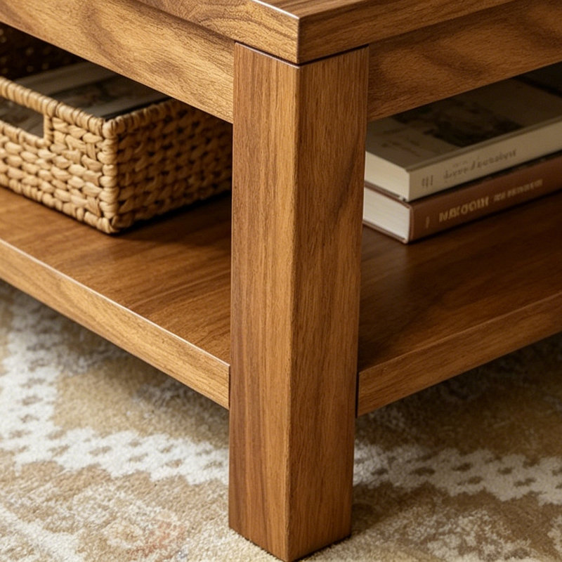 Table basse rectangulaire en bois massif, 17.72" H x 55.04" W x 23.62" D