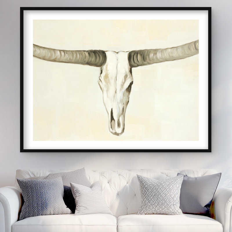 Imprimé crâne de bœuf Longhorn | Décoration de ferme encadrée