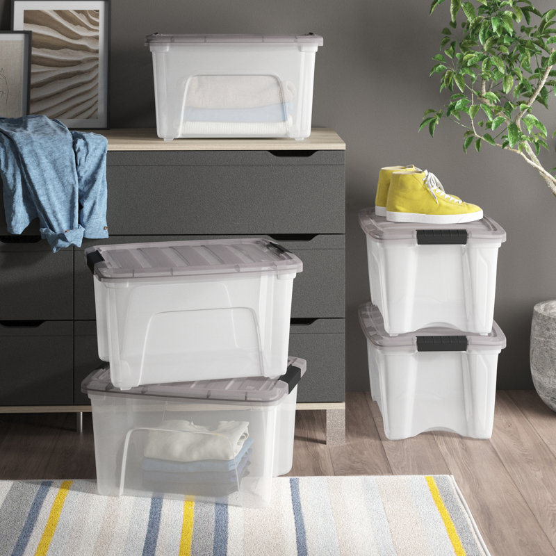54 Qt./13.5 Gal. Plastic Storage Box with Latching Lid in Clear, 11.5" H x 15" W x 19.125" D, 40