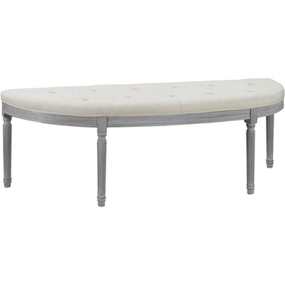 Banc rembourré capitonné beige clair Coastal