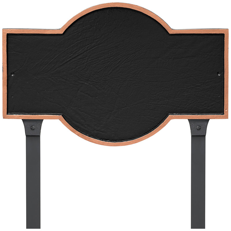 Plaque d'adresse rectangulaire avec piquets Canterbury, Noir / Cuivre, Oui
