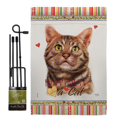 Ensemble de drapeaux de jardin gris gris à motif de chat 13 po x 18,5 po