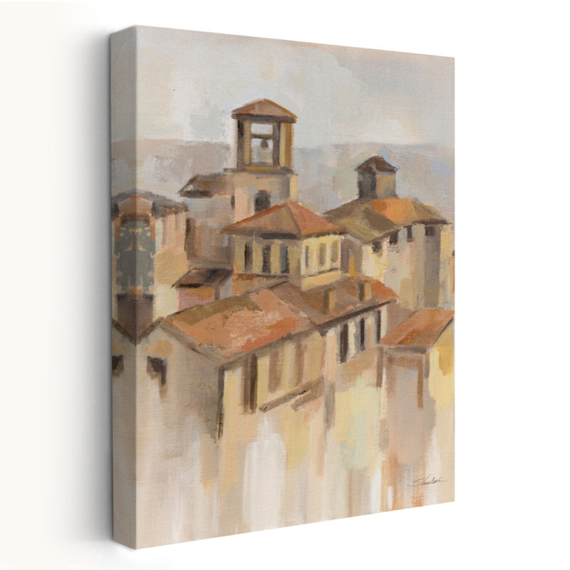 Town In Umbria I - Bâtiments bruns gris gris, H 24 po x l 16 po