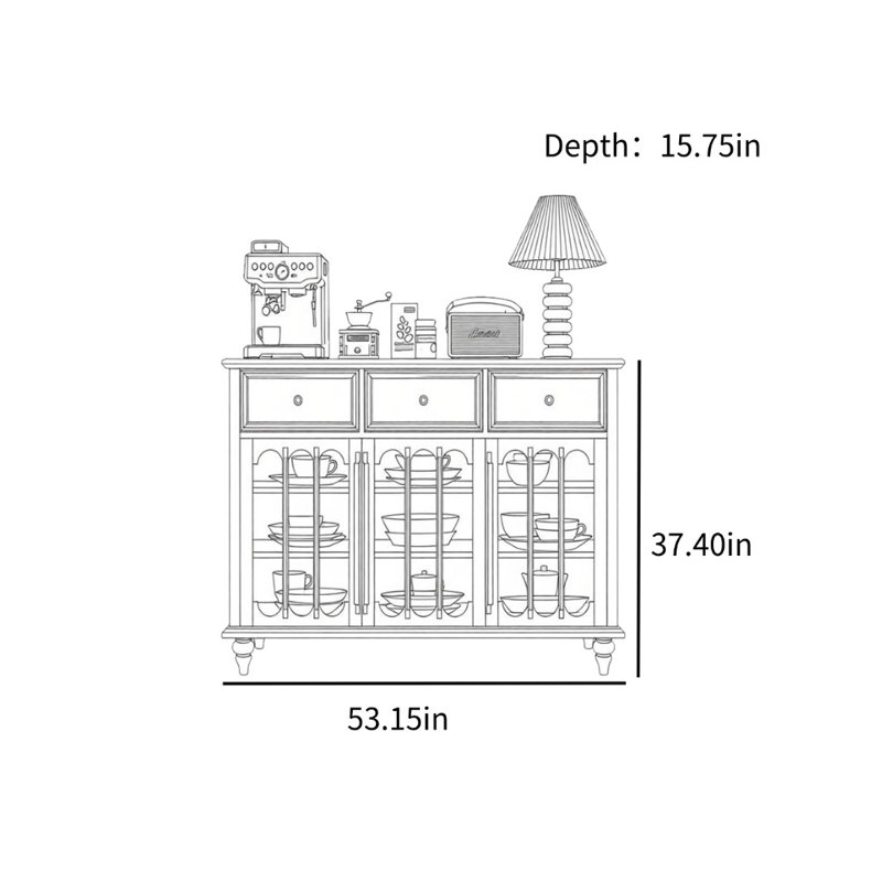 Ambre, H 37,4 po x l 53,15 po x P 15,75 po, Noir