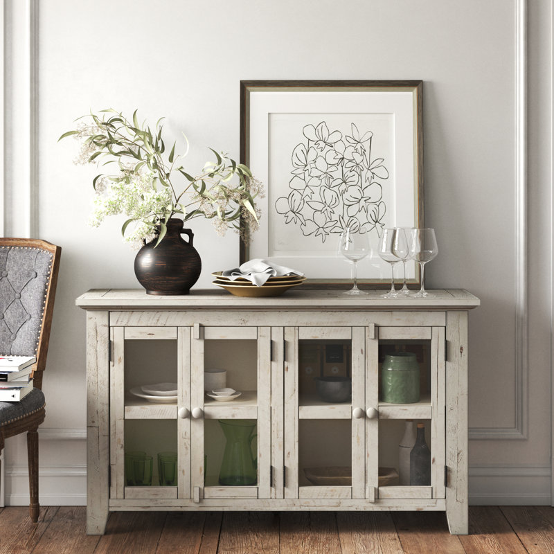 Knorr 54" Acacia Solid Wood Sideboard, Scrimshaw