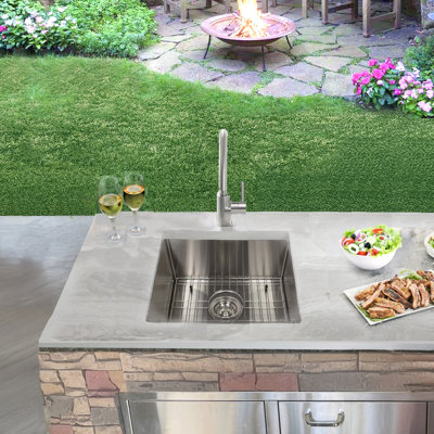 Nantucket Sinks' AW1919-16  All Weather Prep-Station Single Bowl Undermount Stainless Steel Entertainment Sink