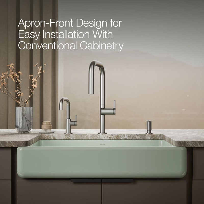 Whitehaven® 36" L x 22" W Double Basin Farmhouse/Apron Kitchen Sink, Aspen Green
