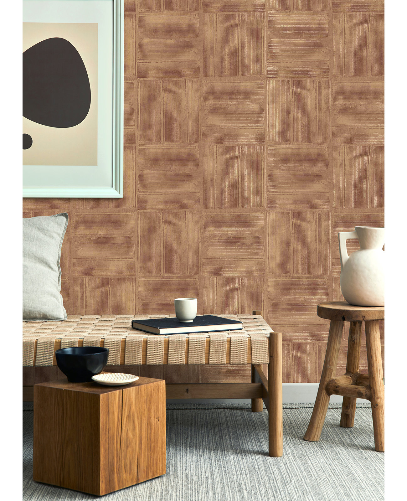 Addalyn Geometric Wallpaper, Rust Block