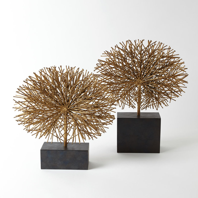 Tumble Weed Sculpture, 13.75" H x 12.75" W x 3" D, Gold