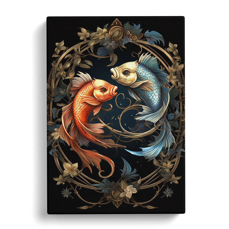 Pisces Fish Zodiac Classicism - No Frame Print, 50cm H x 35cm W x 3cm D