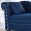 Chaise longue moderne en velours avec rangement, coussin lombaire avec accoudoir à gauche et décoration à clous pour des espaces de vie élégants-133234351
