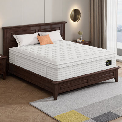 King Size 12-Inch Hybrid Mattress with Memory Foam & Pocket Springs for Pressure Relief, Fiberglass-Free White Mattress Ideal for Bedroom Comfort and Restful Sleep - Modern Home Essential