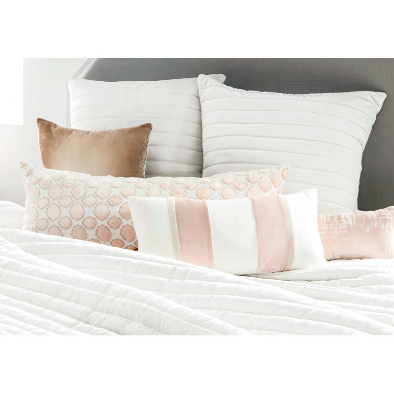 Channel Modern & Contemporary Velvet Quilt, King Quilt + 3 Euro Shams, White