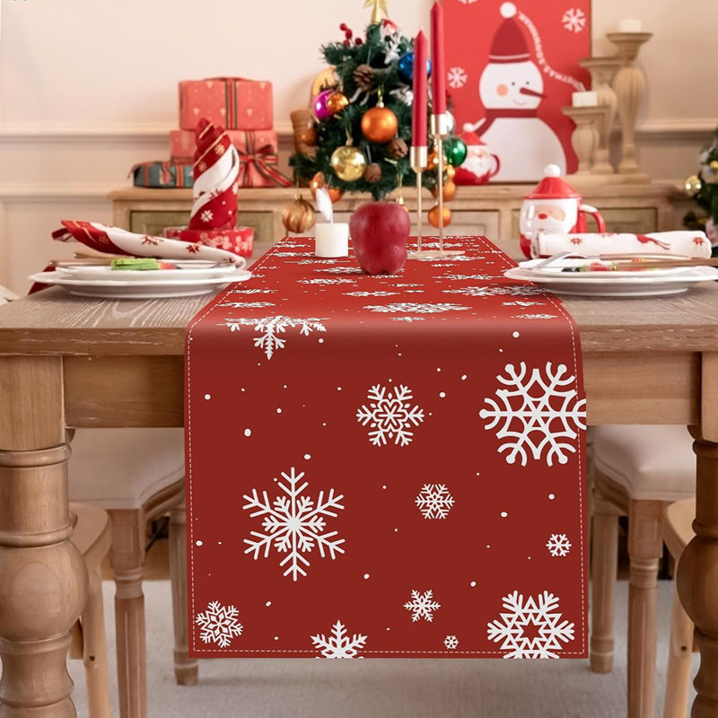Table Runner - Snowflake Winter Holiday Decoration For Indoor/Outdoor Living Room & Kitchen (14X72 Inch)